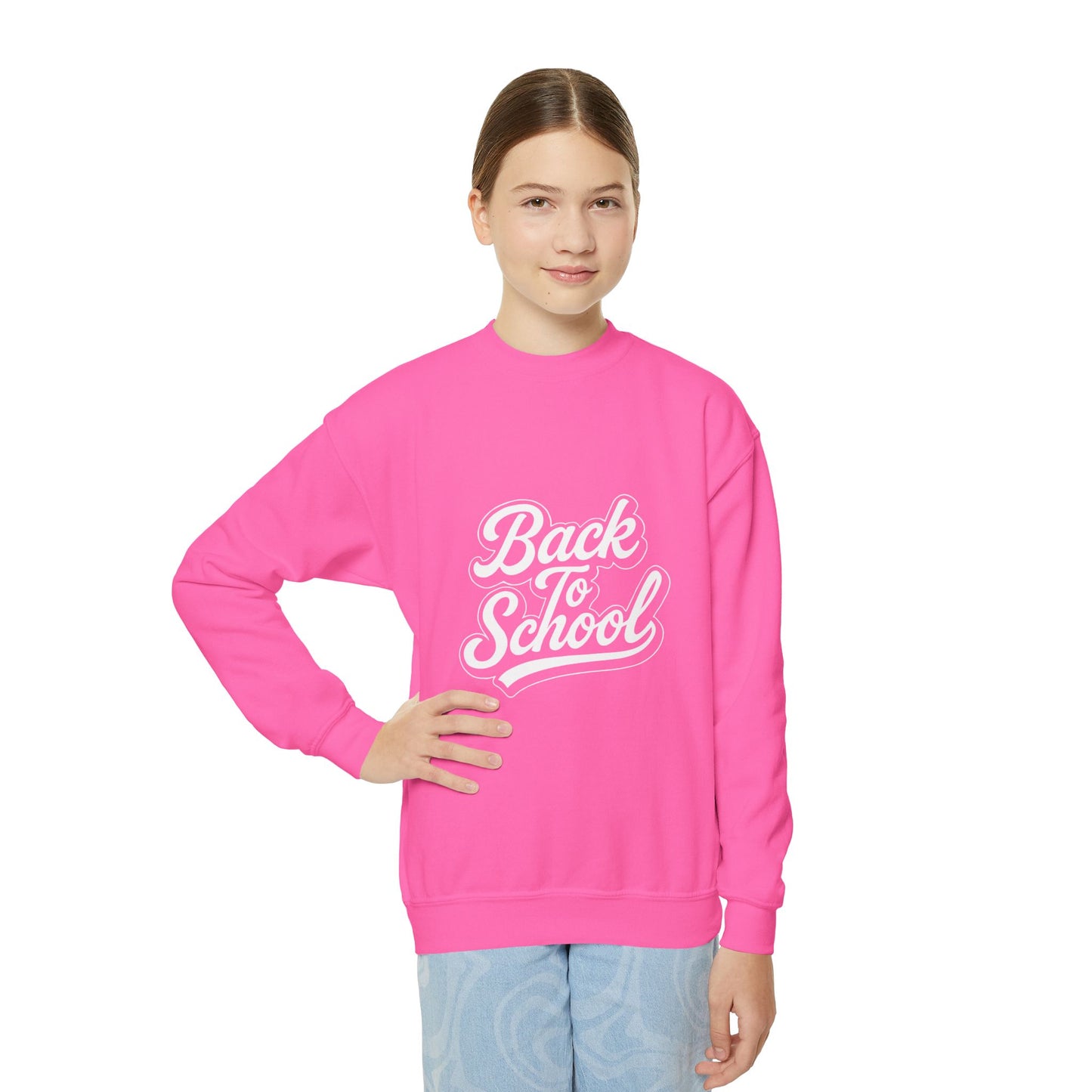 Youth Back to School Crewneck Sweatshirt – Cozy Fall Student Pullover, Fun Kids Fashion, Perfect for School Events & Birthday Gifts