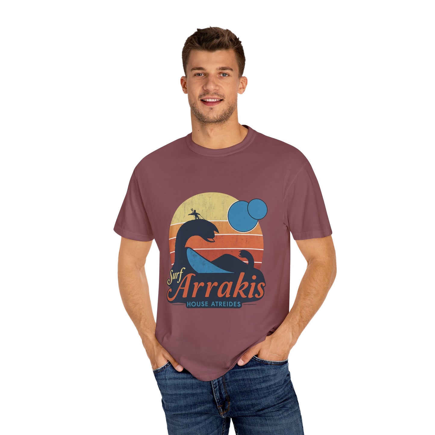 Surf Arrakis Unisex Garment-Dyed T-Shirt, Beach Tee, Summer Shirt, Gift for Surfers, Retro Style T-Shirt