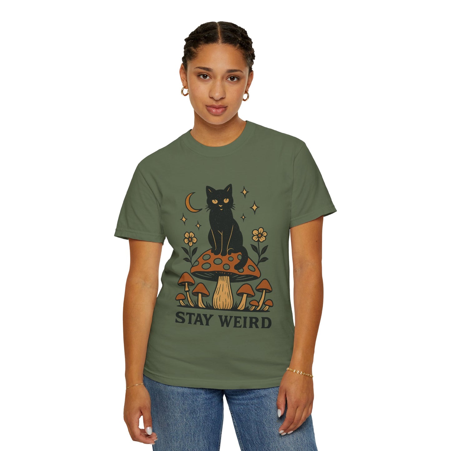 Stay Weird Cat T-Shirt | Unisex Vintage Graphic Tee | Boho Aesthetic Apparel | Unique Cat Lover Gift