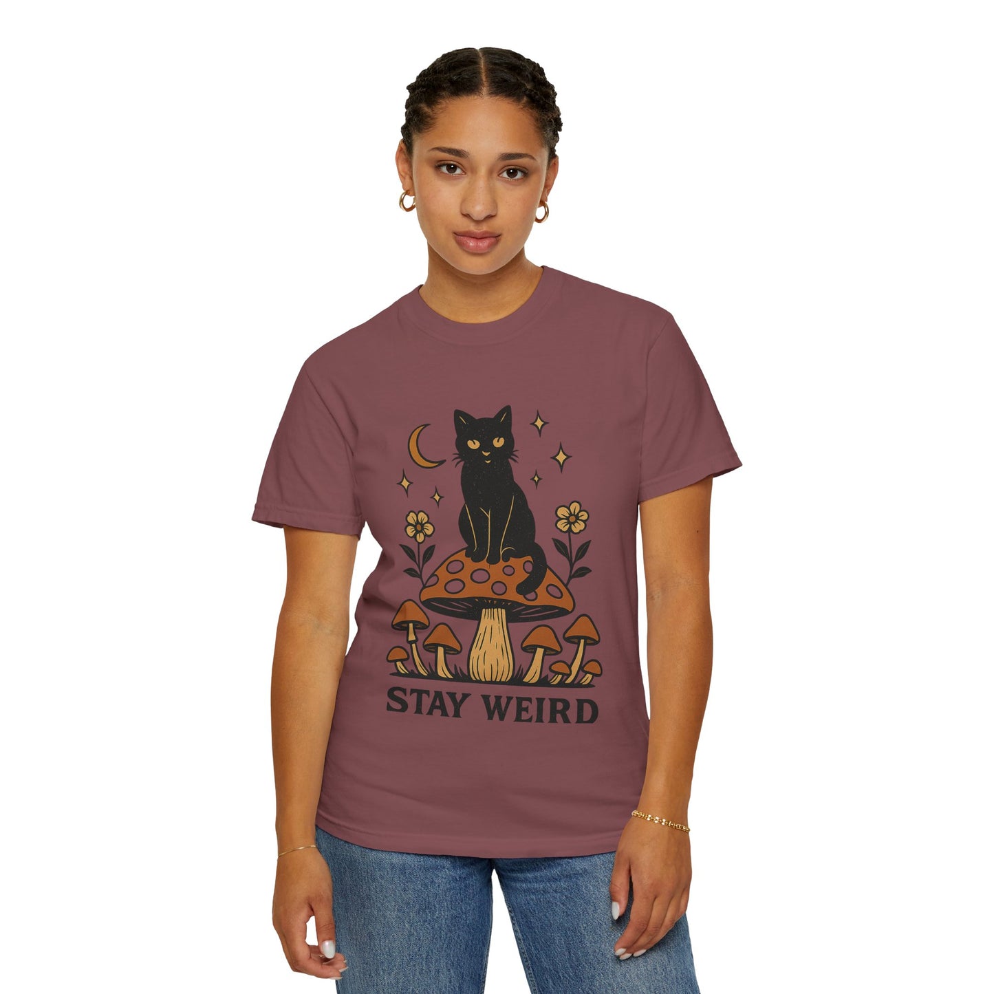 Stay Weird Cat T-Shirt | Unisex Vintage Graphic Tee | Boho Aesthetic Apparel | Unique Cat Lover Gift