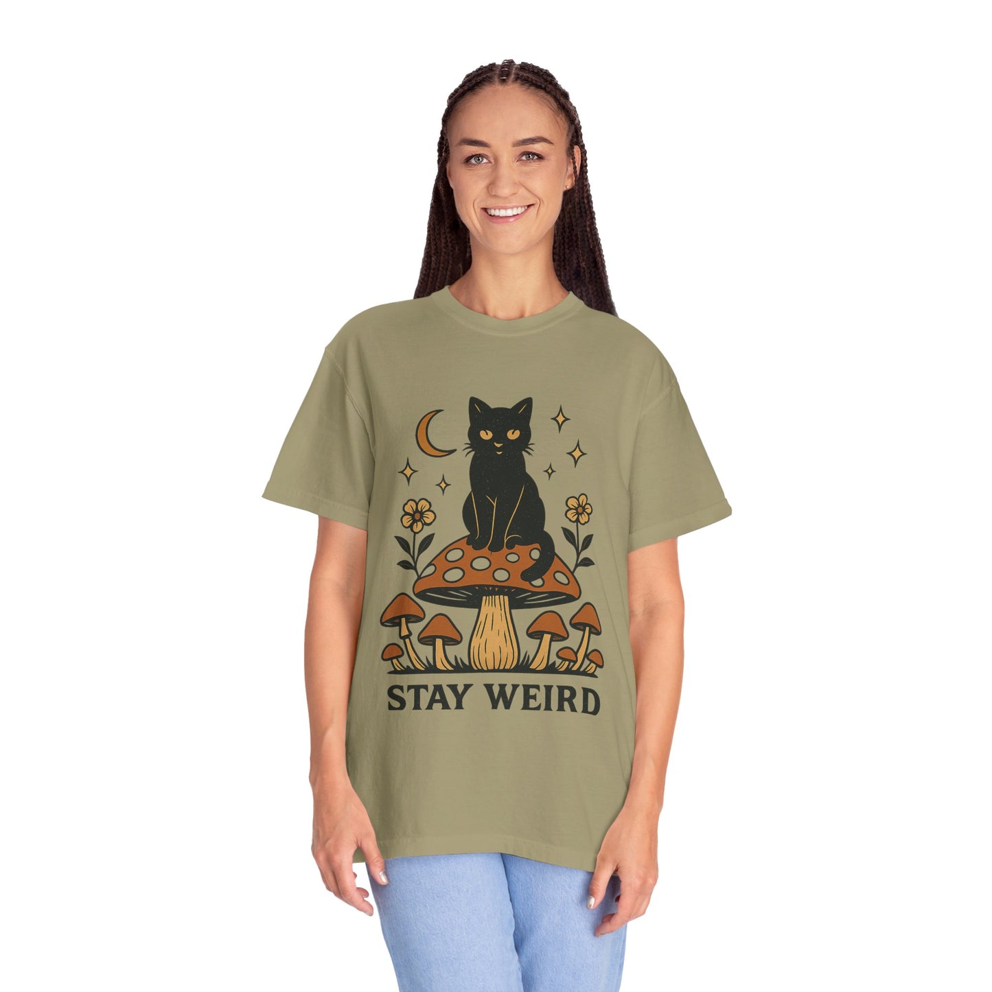 Stay Weird Cat T-Shirt | Unisex Vintage Graphic Tee | Boho Aesthetic Apparel | Unique Cat Lover Gift