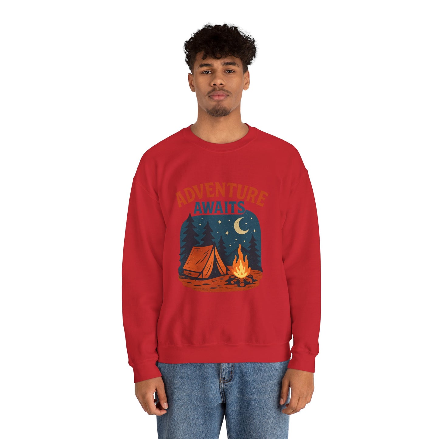 Adventure Awaits Sweatshirt, Cozy Camping Gear, Unisex Crewneck Pullover, Outdoor Adventure Apparel, Gift for Travelers