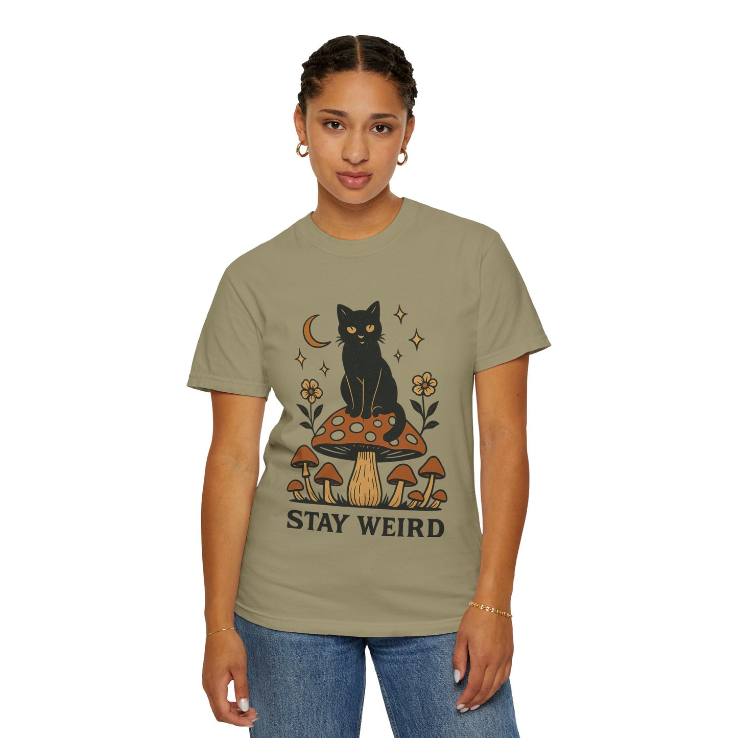 Stay Weird Cat T-Shirt | Unisex Vintage Graphic Tee | Boho Aesthetic Apparel | Unique Cat Lover Gift
