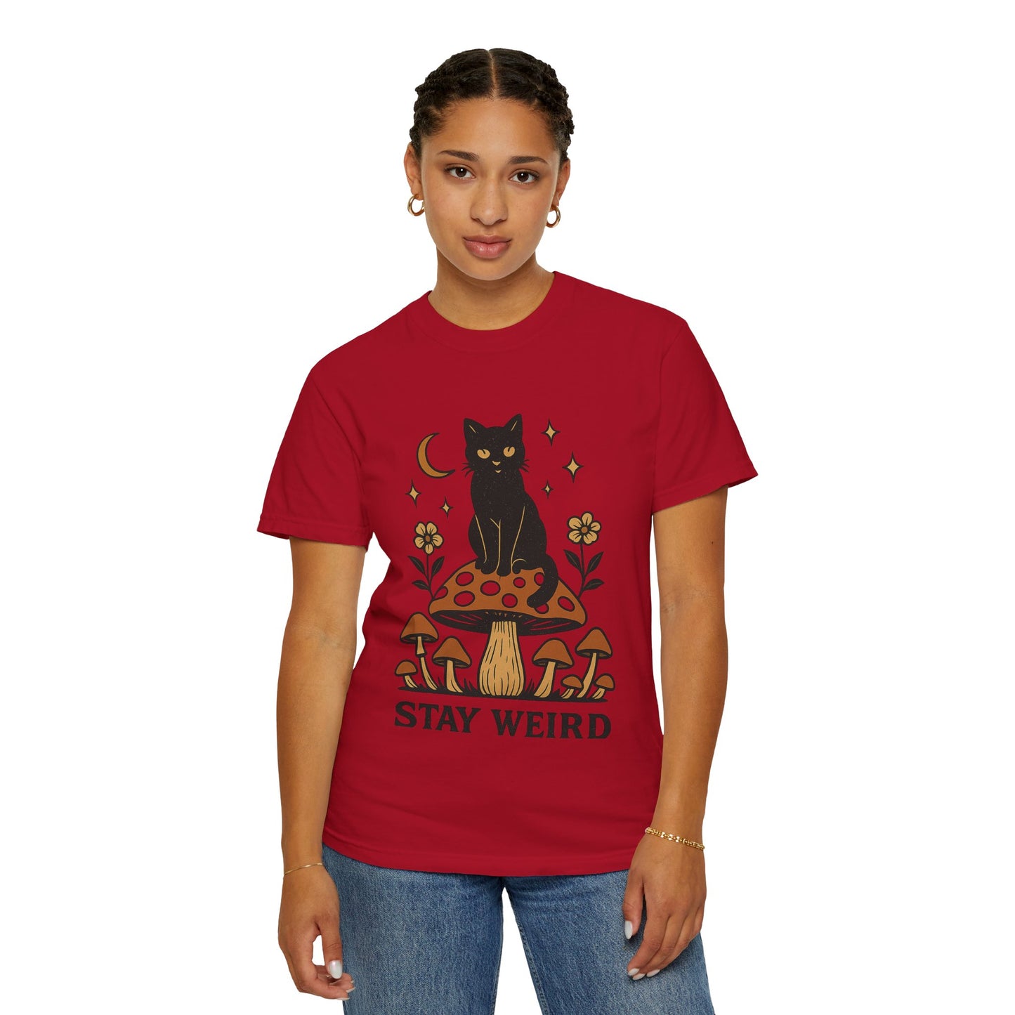 Stay Weird Cat T-Shirt | Unisex Vintage Graphic Tee | Boho Aesthetic Apparel | Unique Cat Lover Gift