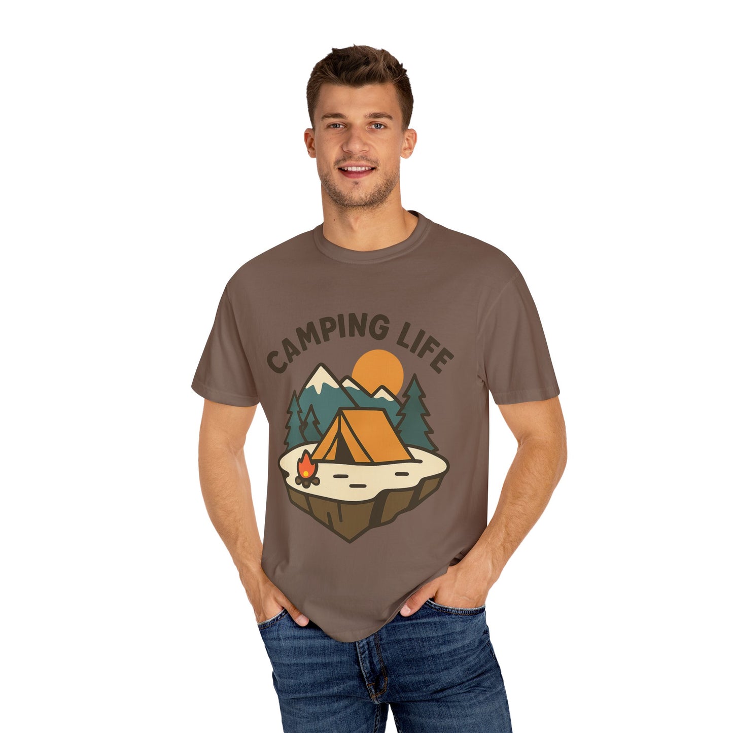Camping Life Unisex Garment-Dyed T-shirt, Outdoor Tee, Nature Lovers Shirt, Adventure Apparel, Gift for Campers, Summer Fun Top