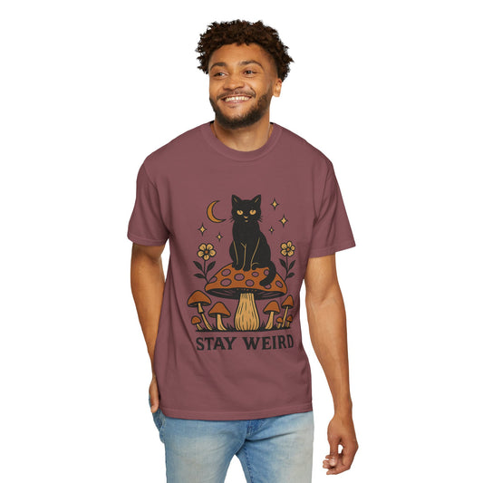 Stay Weird Cat T-Shirt | Unisex Vintage Graphic Tee | Boho Aesthetic Apparel | Unique Cat Lover Gift