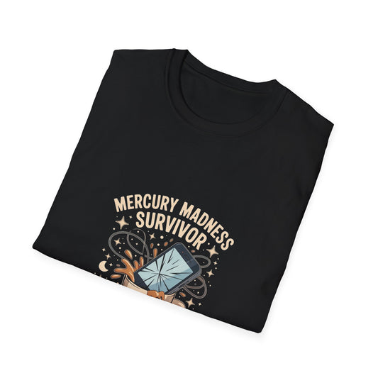 Mercury Madness Survivor T-Shirt, Astrology Tee, Unisex Graphic Tee, Cosmic Humor Tee, Horoscope Shirt, Gift for Astrology Lovers
