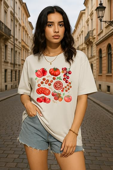 Tomato Shirt Fruit Tee Shirts Women, Womens Tomato Season Tshirt Graphic Tees for Women Casual Short Sleeve Tops