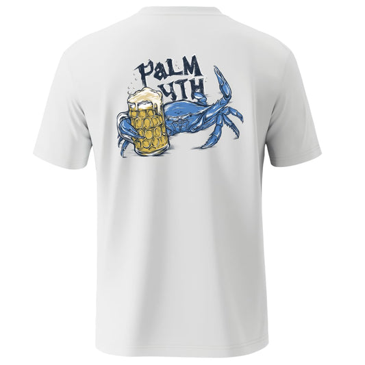 Palmyth Fishing Shirts for Men Sun Protection Shirts Short Sleeve UPF 50+ T-Shirt Tee Quick Dry White Victory Crab Medium
