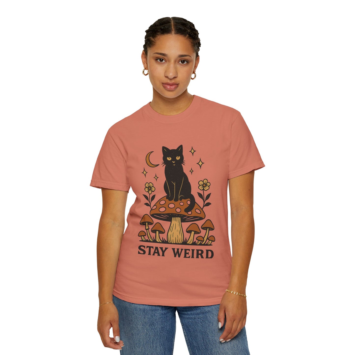 Stay Weird Cat T-Shirt | Unisex Vintage Graphic Tee | Boho Aesthetic Apparel | Unique Cat Lover Gift