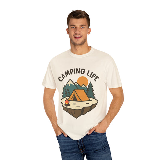 Camping Life Unisex Garment-Dyed T-shirt, Outdoor Tee, Nature Lovers Shirt, Adventure Apparel, Gift for Campers, Summer Fun Top