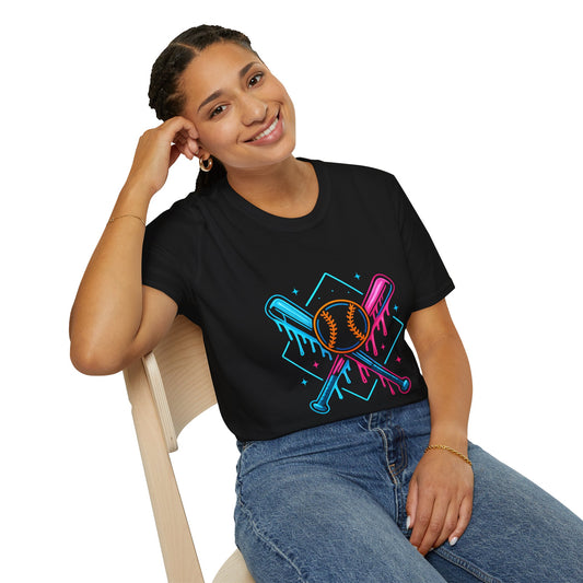 Colorful Baseball T-Shirt – Softstyle Unisex Tee, Vibrant Sports Apparel & Gift for Athletes, Summer Activewear