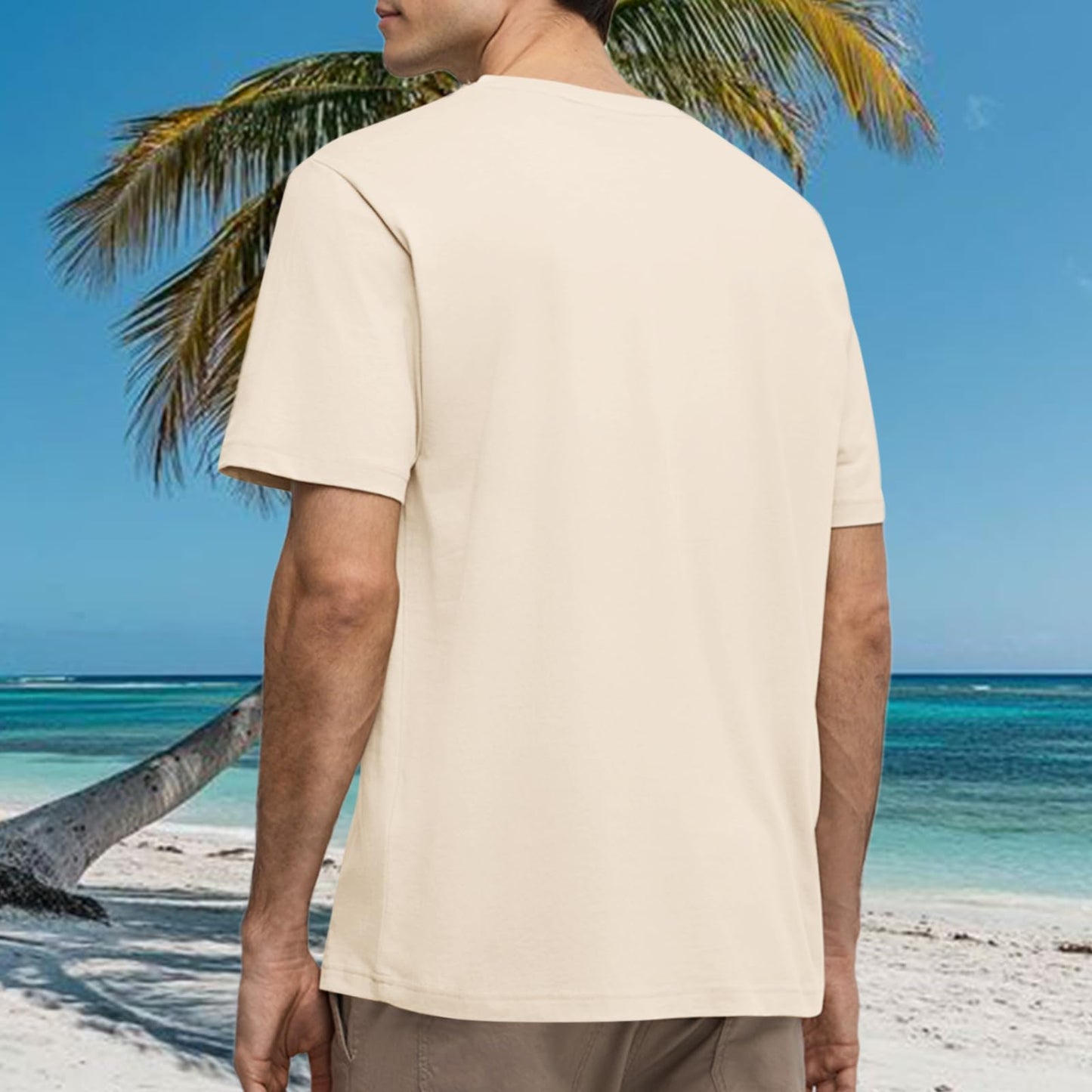 Migxsaf Palm Tree Hawaiian Shirt for Men Vacation Beach Tropical Casual Shirts Oversized Tshirts Graphic Tees Summer Tops(Apricot,M)