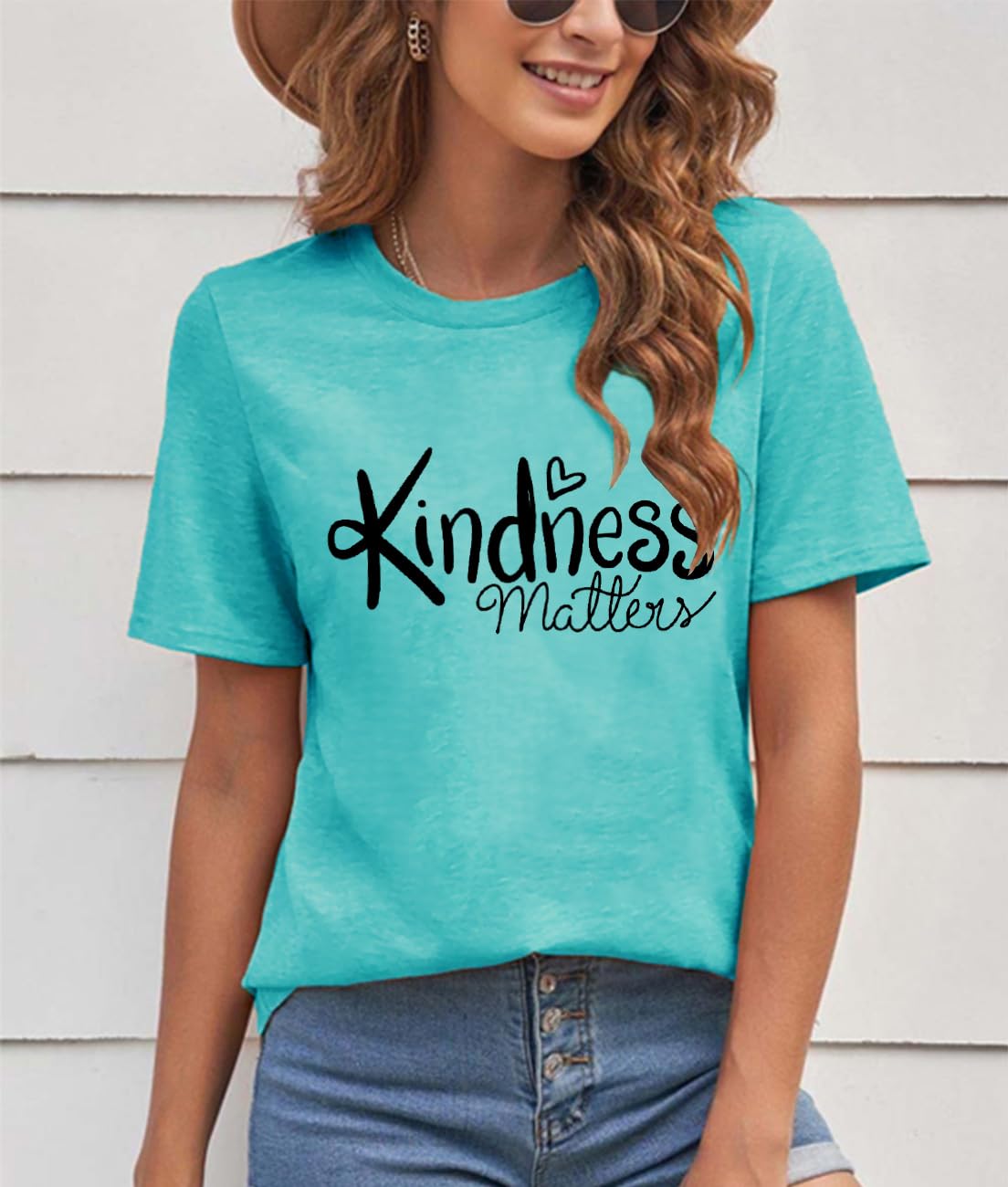 Spread Kindness T Shirt for Women Funny Kindness Matters Graphic Print Be Kind T Shirt Summer Basic Short Sleeve Regular Fit Blessed Tee Tops(Mint Green S)