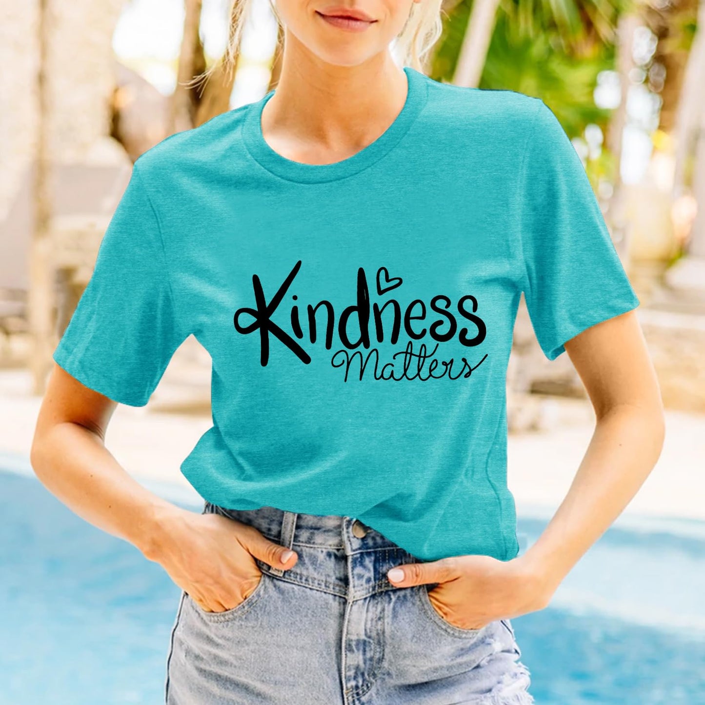 Spread Kindness T Shirt for Women Funny Kindness Matters Graphic Print Be Kind T Shirt Summer Basic Short Sleeve Regular Fit Blessed Tee Tops(Mint Green S)