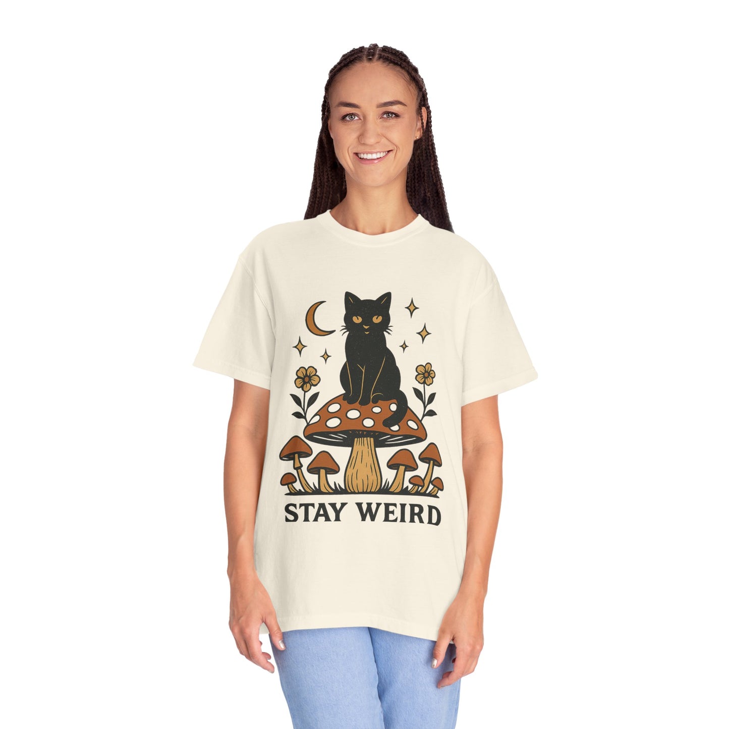 Stay Weird Cat T-Shirt | Unisex Vintage Graphic Tee | Boho Aesthetic Apparel | Unique Cat Lover Gift