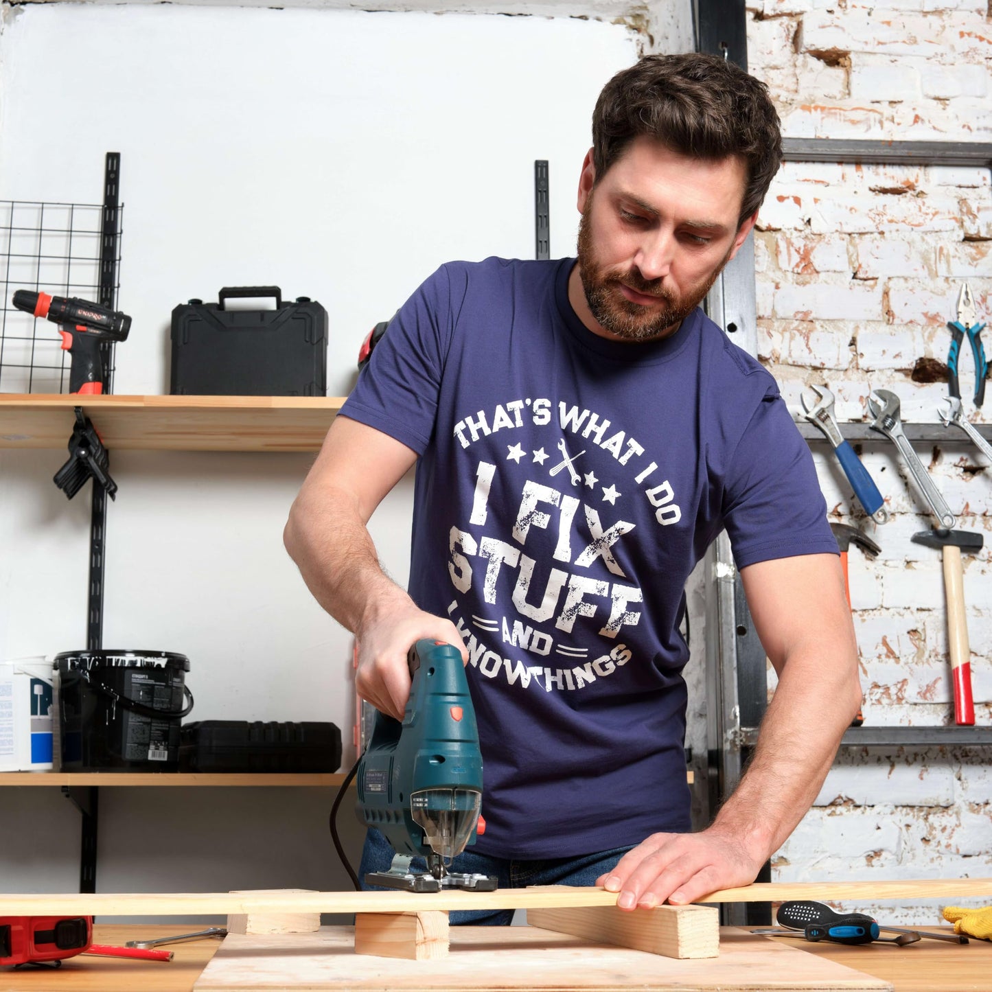 Men's Funny I fix Stuff T-Shirt Mechanic Engineer Garage Tee Shirt (XX-Large Navy Blue)