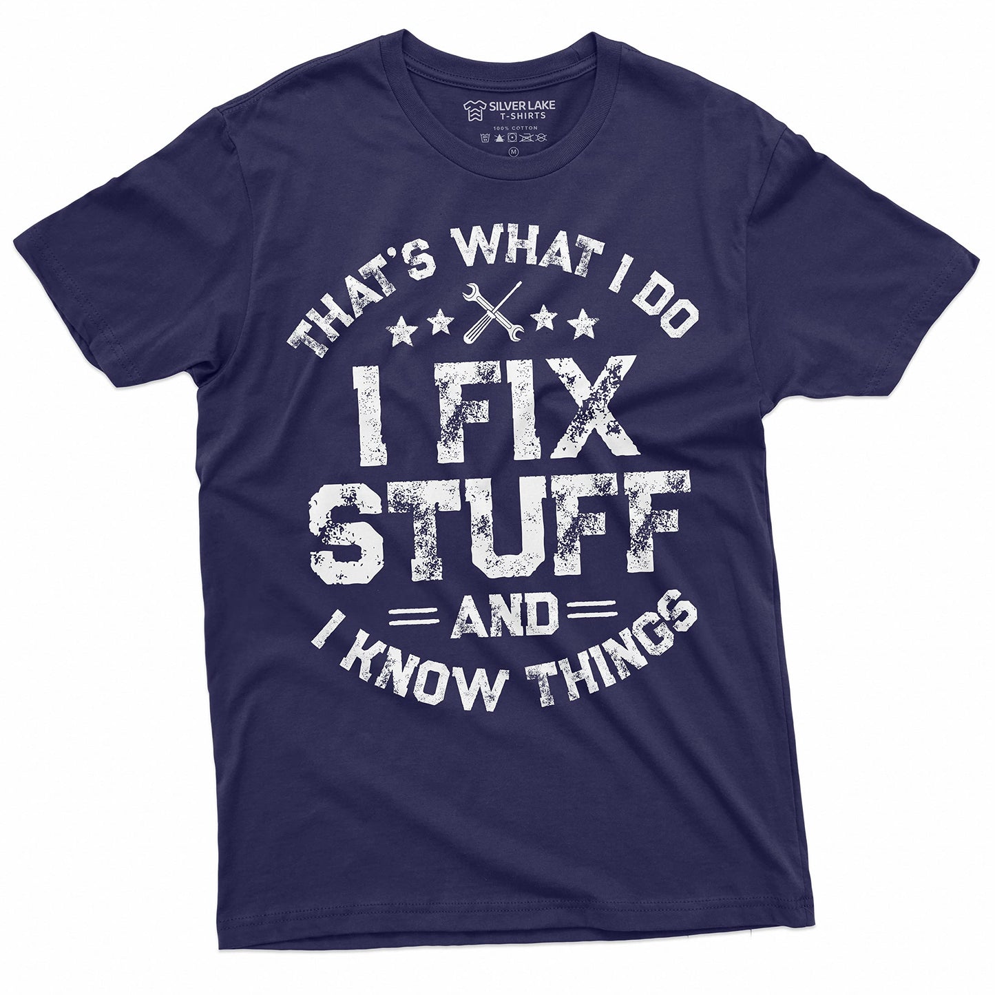 Men's Funny I fix Stuff T-Shirt Mechanic Engineer Garage Tee Shirt (XX-Large Navy Blue)