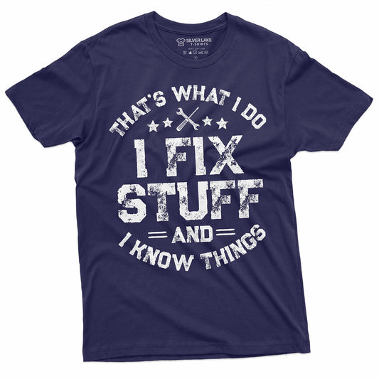 Men's Funny I fix Stuff T-Shirt Mechanic Engineer Garage Tee Shirt (XX-Large Navy Blue)