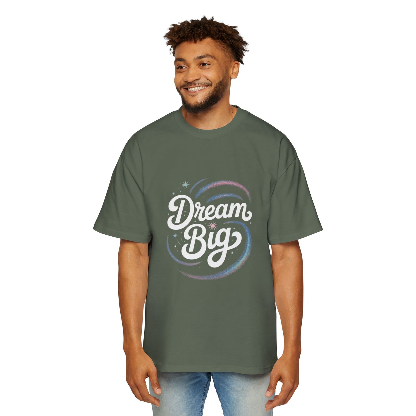 Dream Big Men's Oversized Tee, Motivational Tee, Casual Wear, Gift for Him, Comfy Shirt, Inspirational T-Shirt