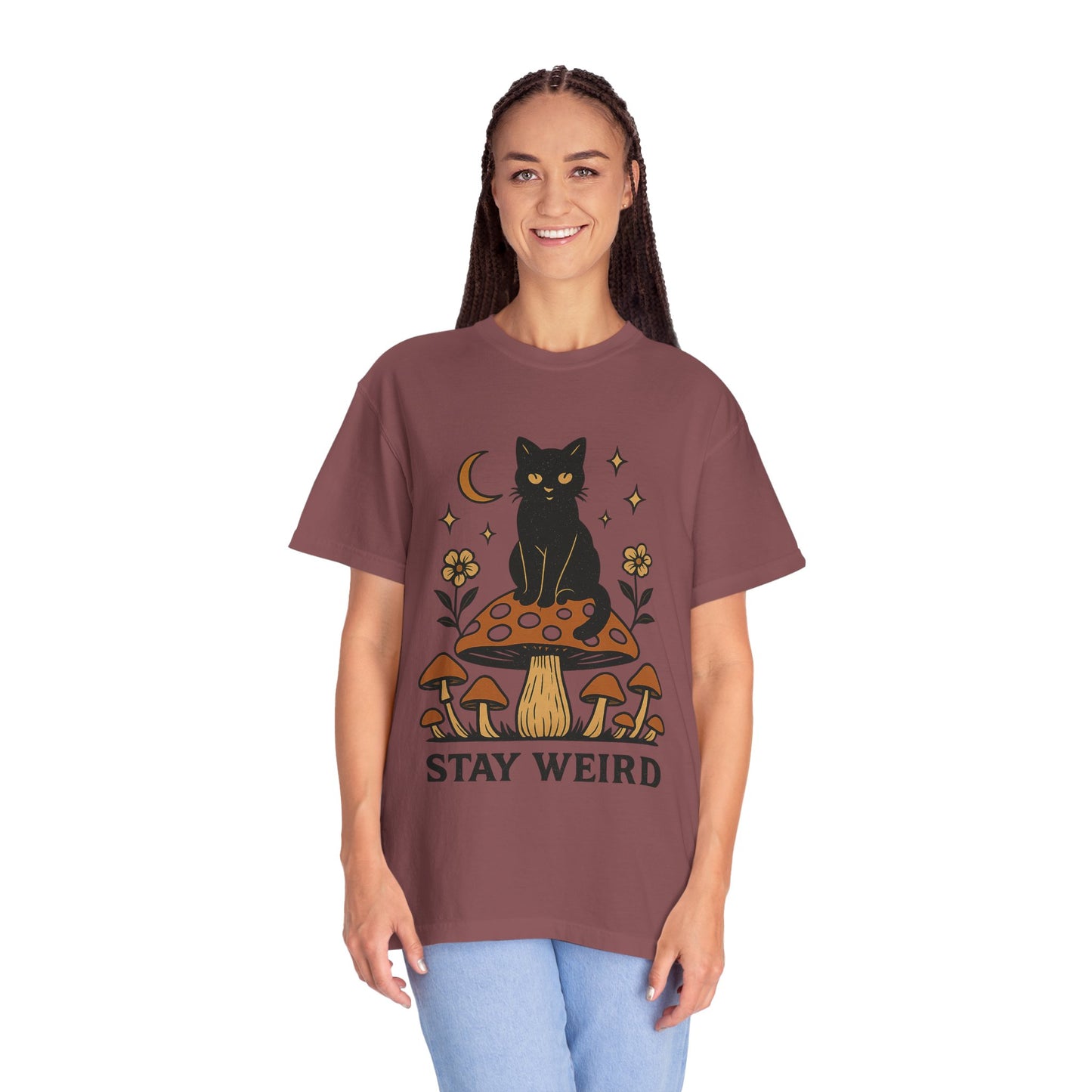 Stay Weird Cat T-Shirt | Unisex Vintage Graphic Tee | Boho Aesthetic Apparel | Unique Cat Lover Gift