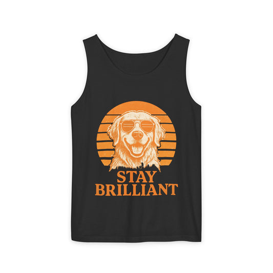 Stay Brilliant Dog Tank Top – Unisex Summer Apparel, Vintage-Style Beachwear & Gift for Pet Lovers