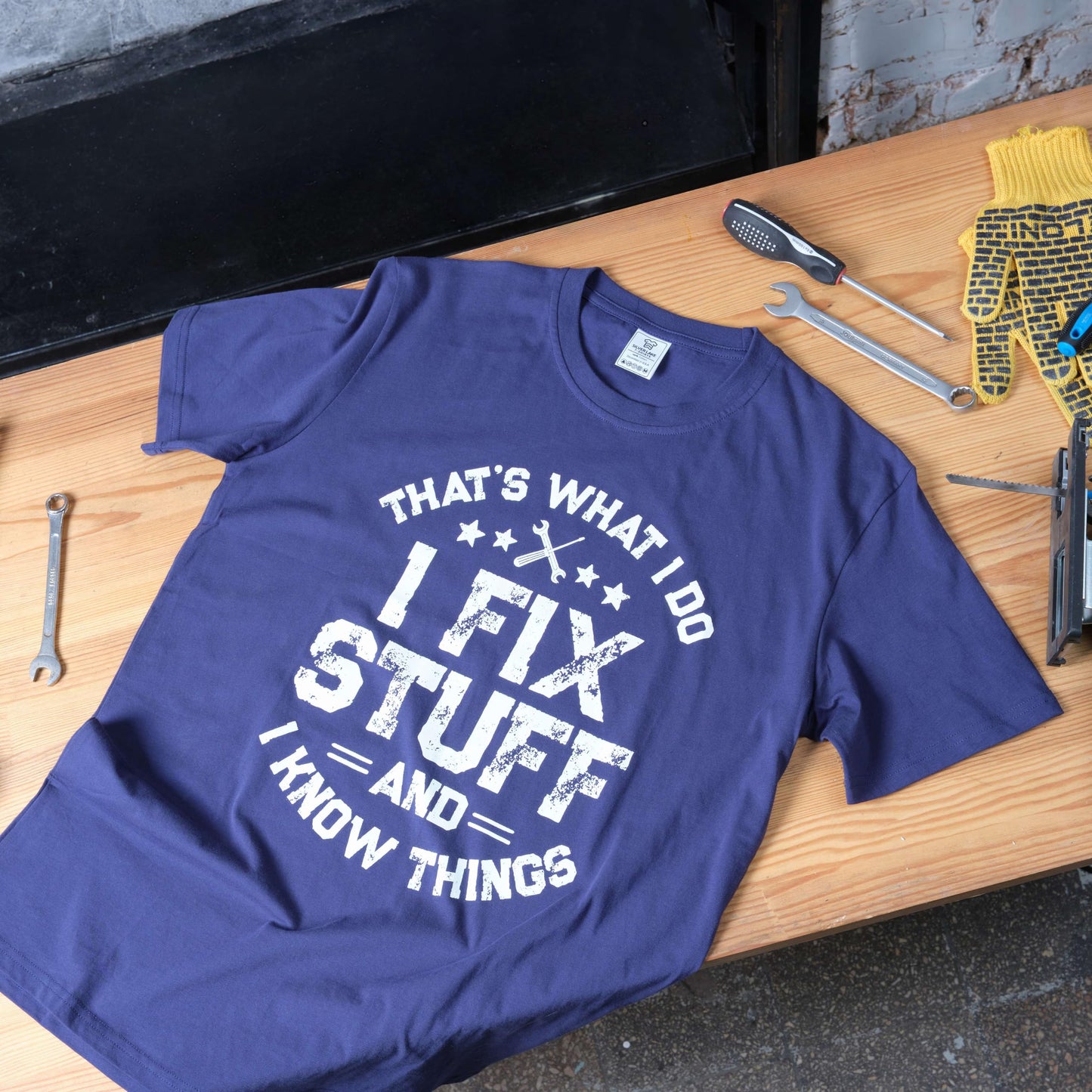 Men's Funny I fix Stuff T-Shirt Mechanic Engineer Garage Tee Shirt (XX-Large Navy Blue)