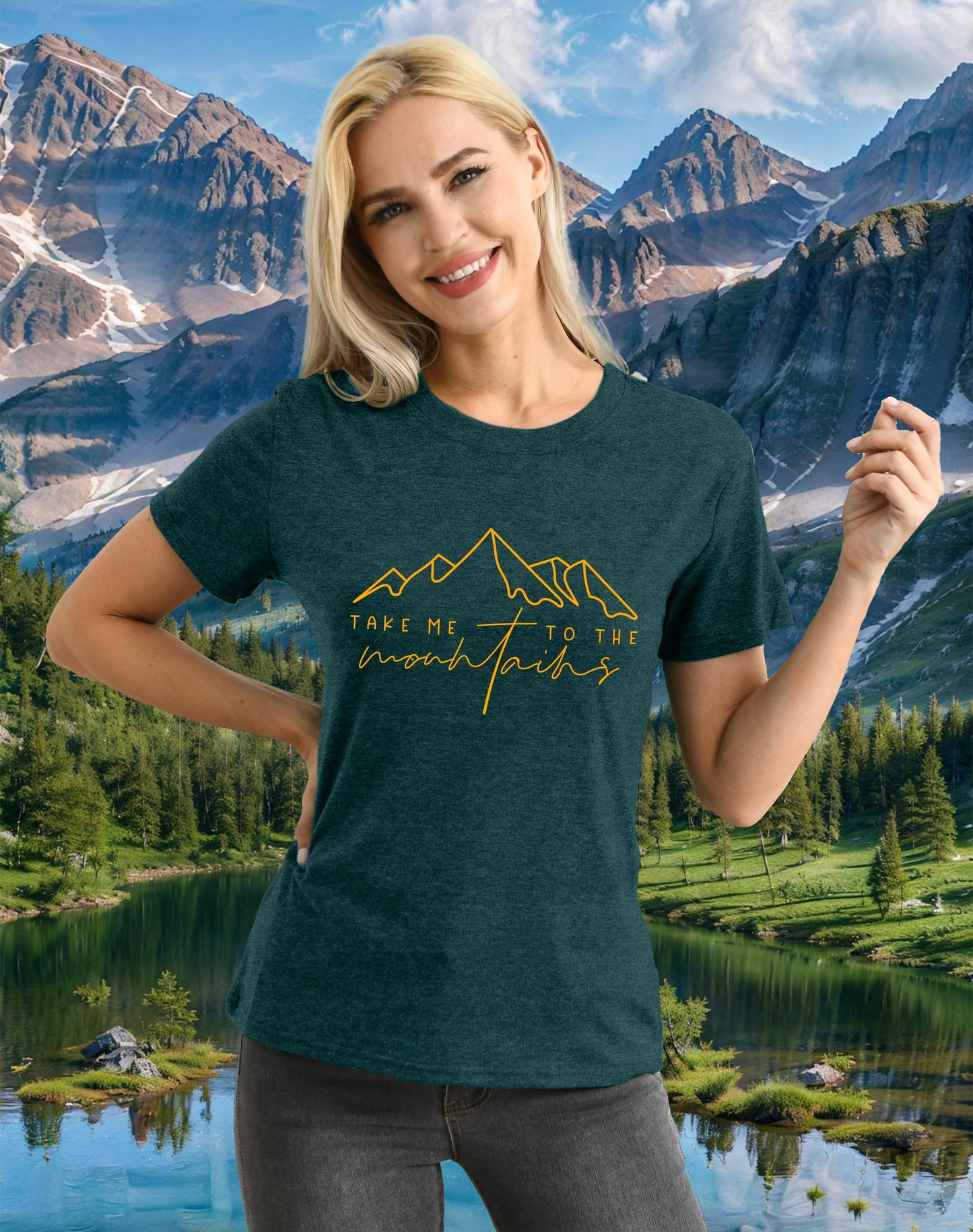 LBP Hiking Shirt for Women Nature Mountain T-Shirt Adventure Camping Tees Wild Outdoor Hike Tops Green