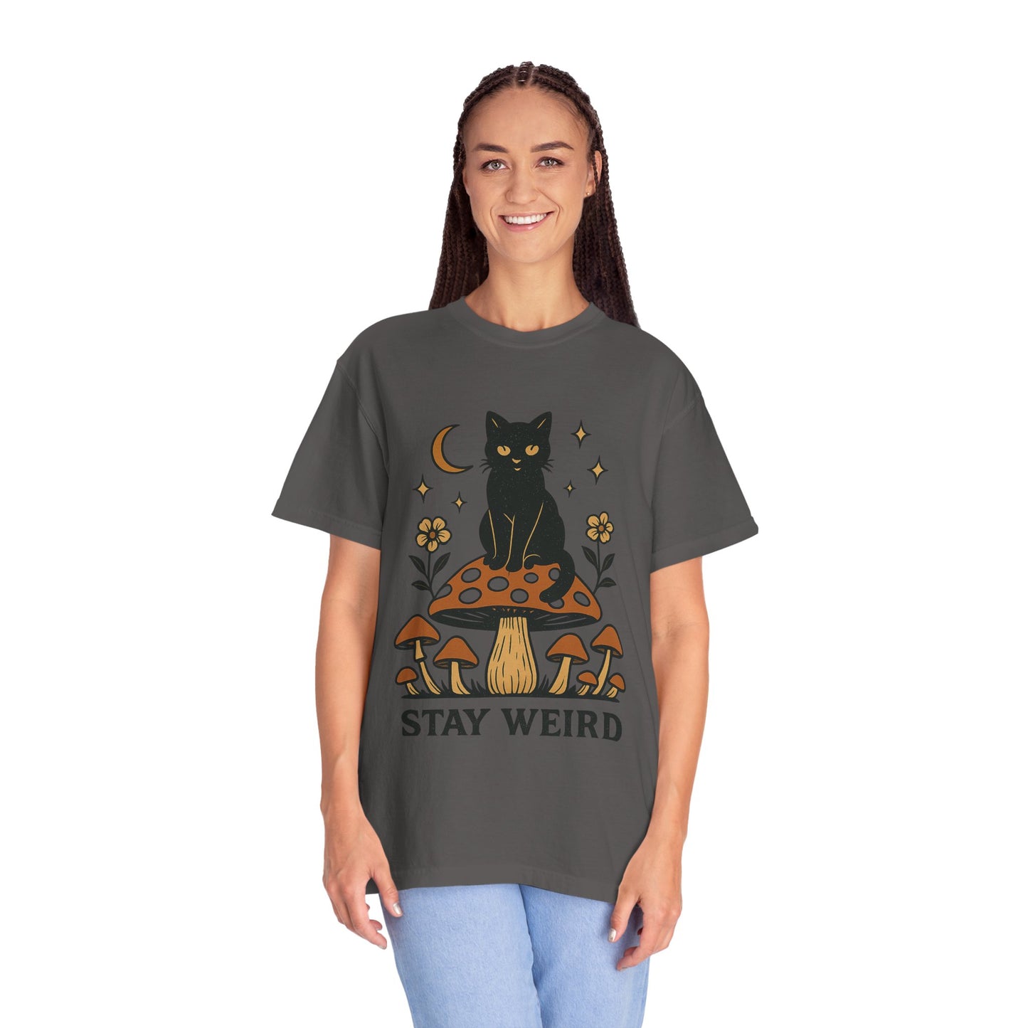 Stay Weird Cat T-Shirt | Unisex Vintage Graphic Tee | Boho Aesthetic Apparel | Unique Cat Lover Gift