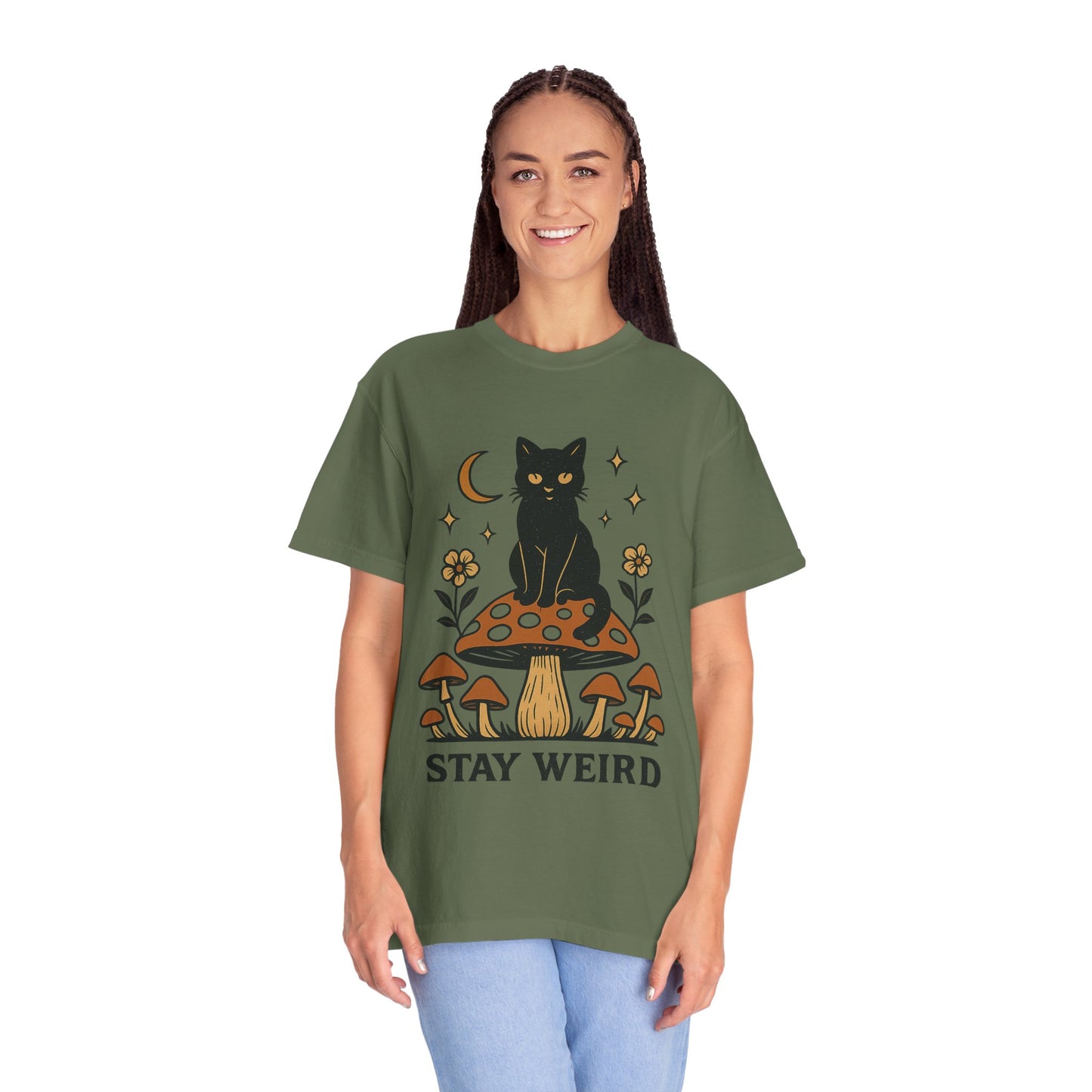 Stay Weird Cat T-Shirt | Unisex Vintage Graphic Tee | Boho Aesthetic Apparel | Unique Cat Lover Gift