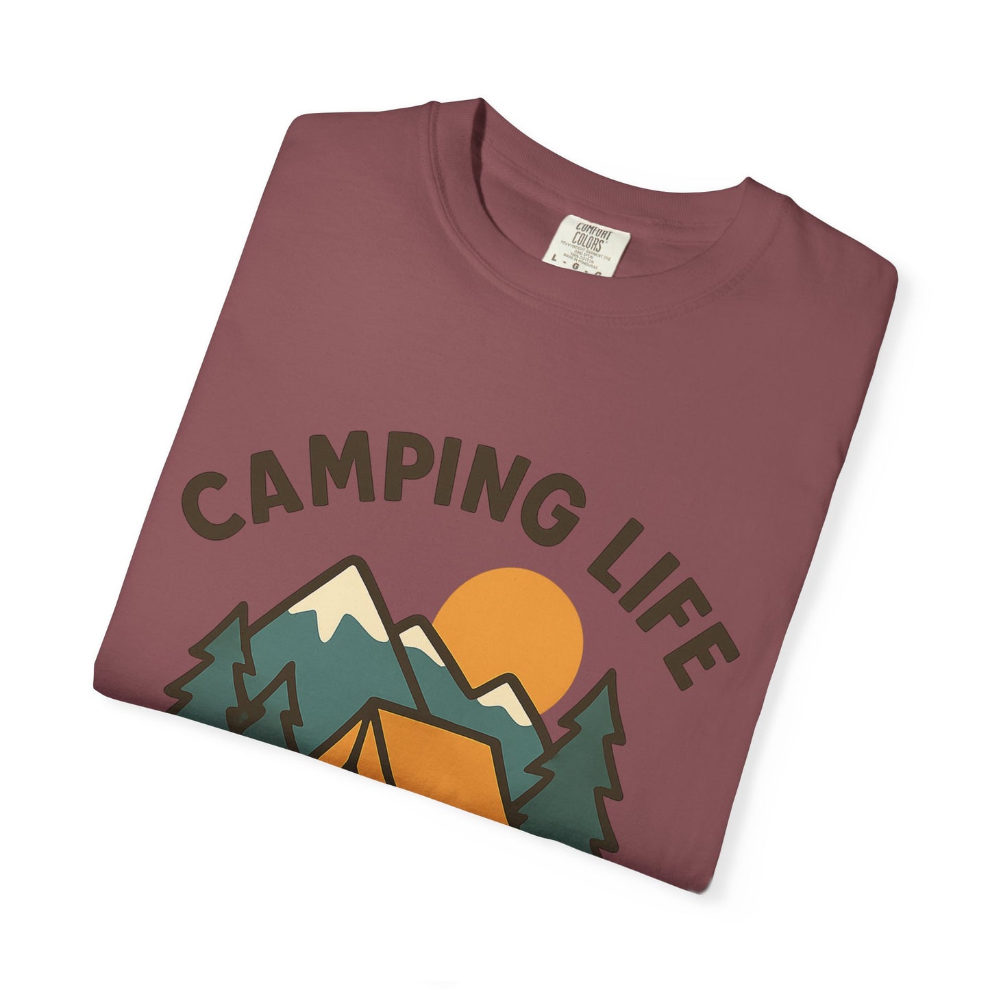 Camping Life Unisex Garment-Dyed T-shirt, Outdoor Tee, Nature Lovers Shirt, Adventure Apparel, Gift for Campers, Summer Fun Top
